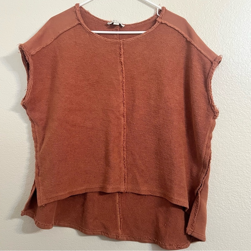 She sky boho boxy Raw-Edge Boxy Top terry earthy boho beach cotton chic high low